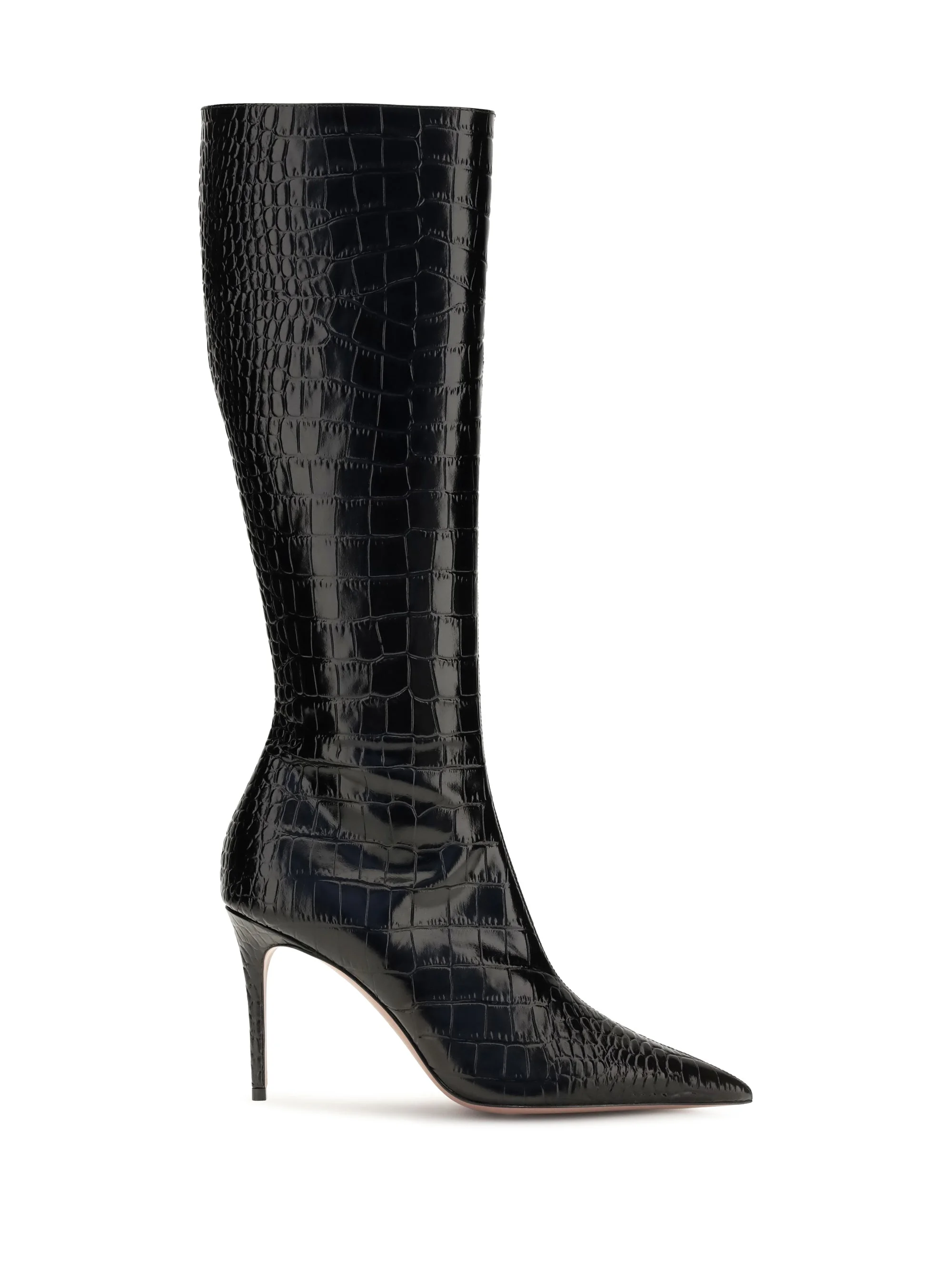 Paris Texas Crocodile-Effect Leather Boot — Black - 1