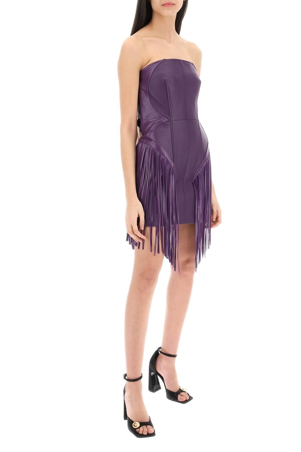 Versace Fringed Leather Minidress - 2