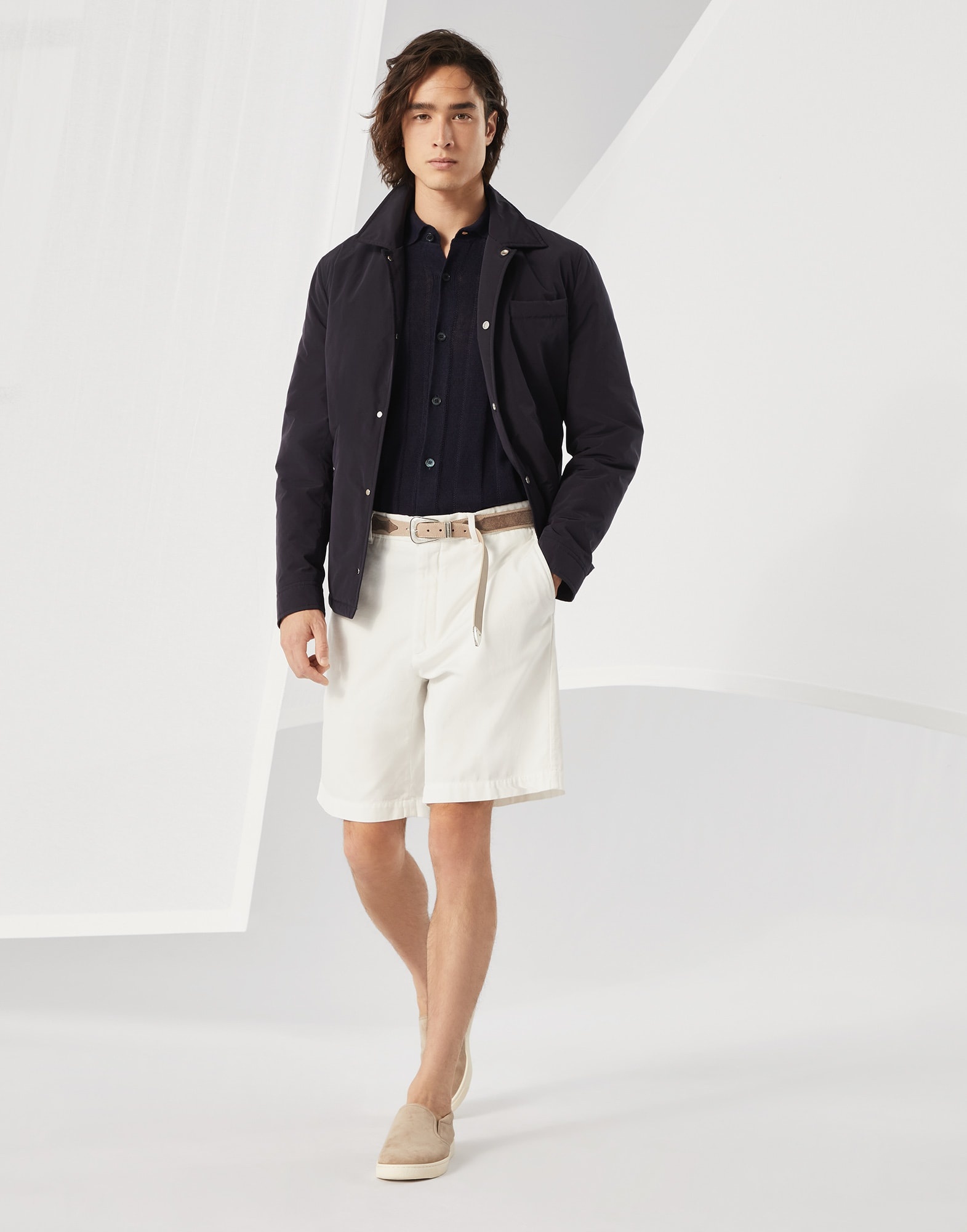Garment-dyed Bermuda shorts in twisted cotton gabardine - 4