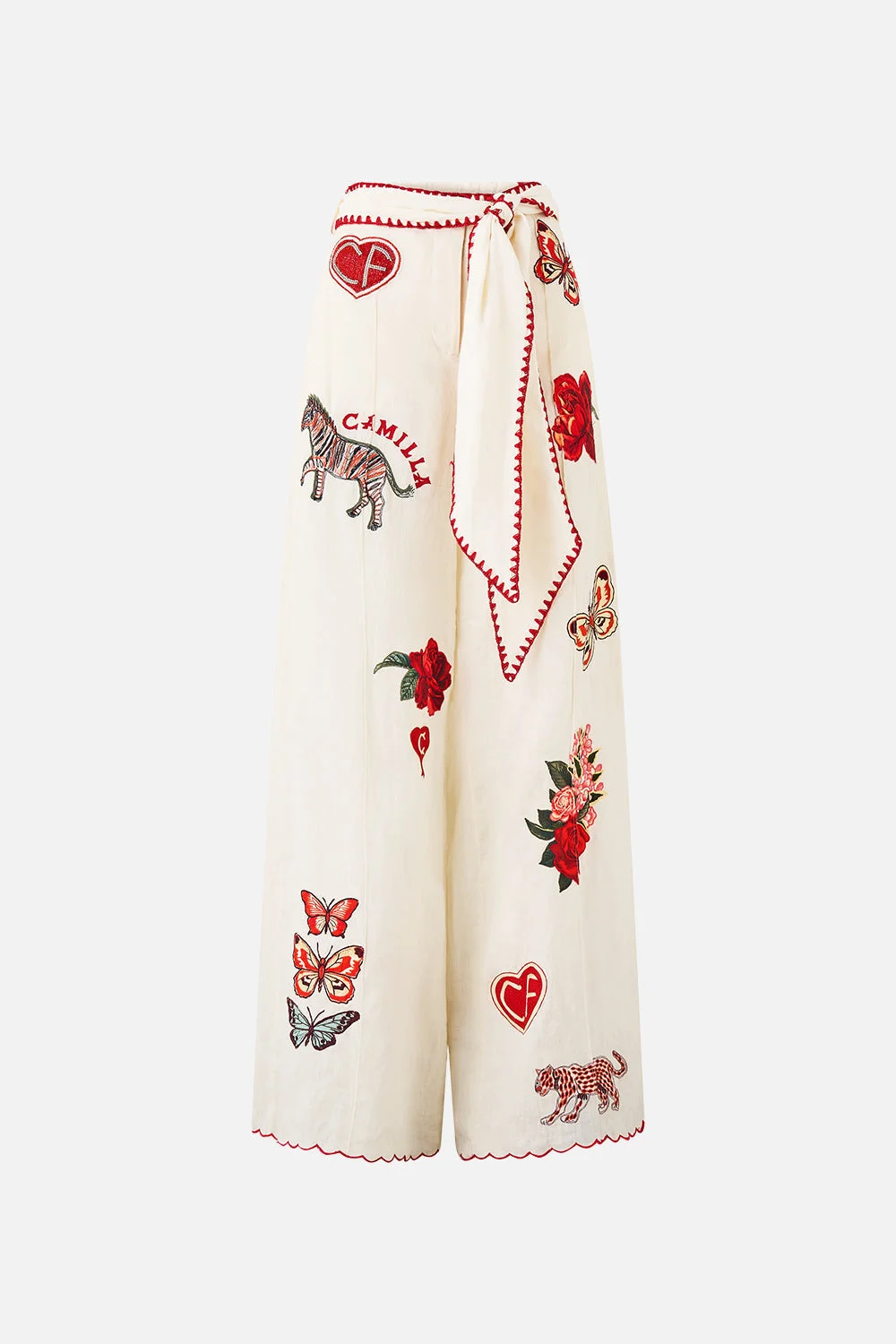 SCARF BELT WIDE LEG PANT - 1