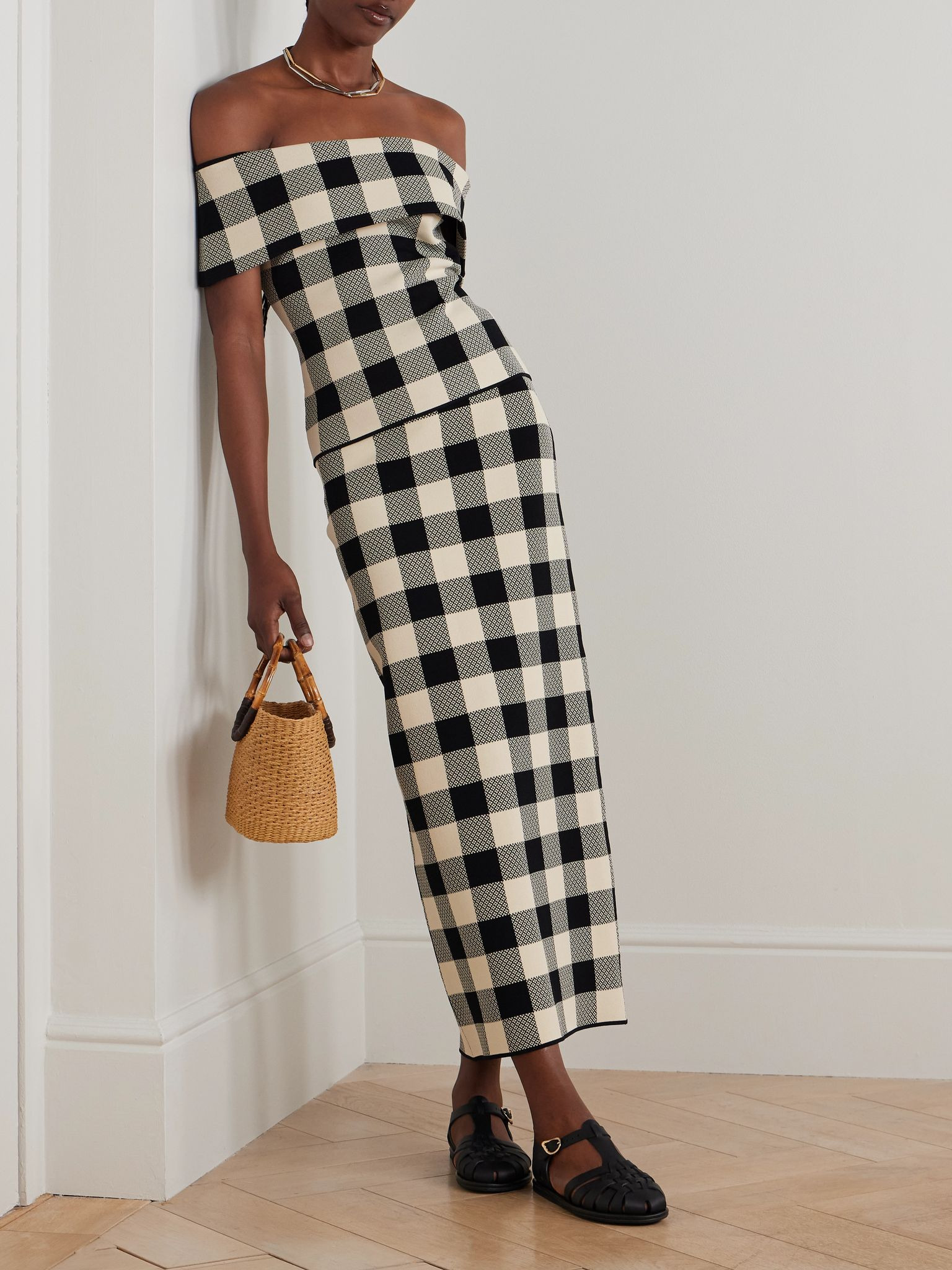 Pippa checked jacquard-knit maxi skirt Multi - 2