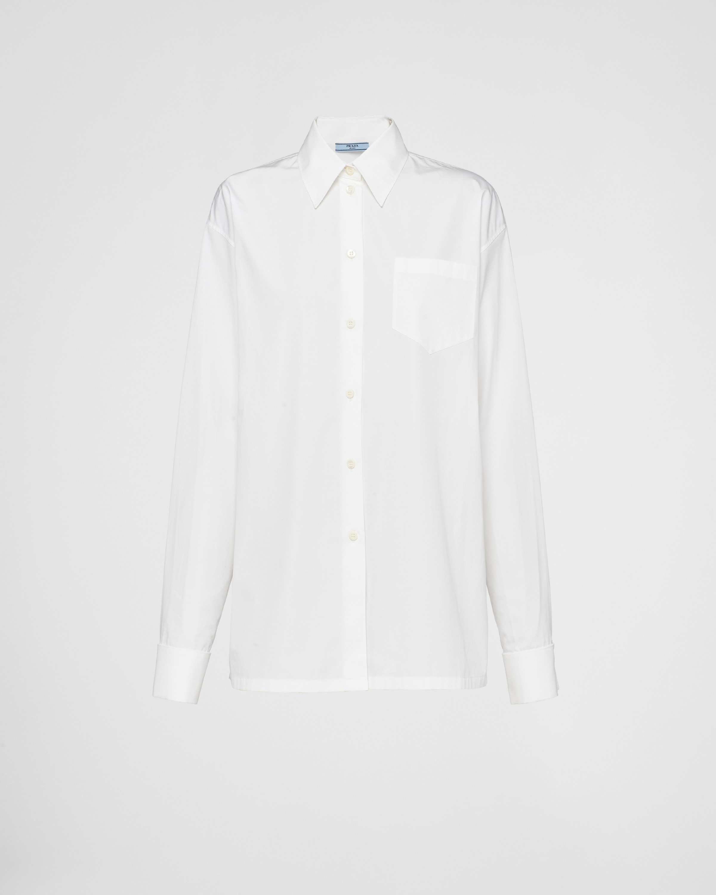 Tシャツ・カットソー PRADA White poplin oversize shirt (UCN527SOOO10IV F0964) Prada White Poplin Oversize Shirt (PRADA/シャツ) WHITE