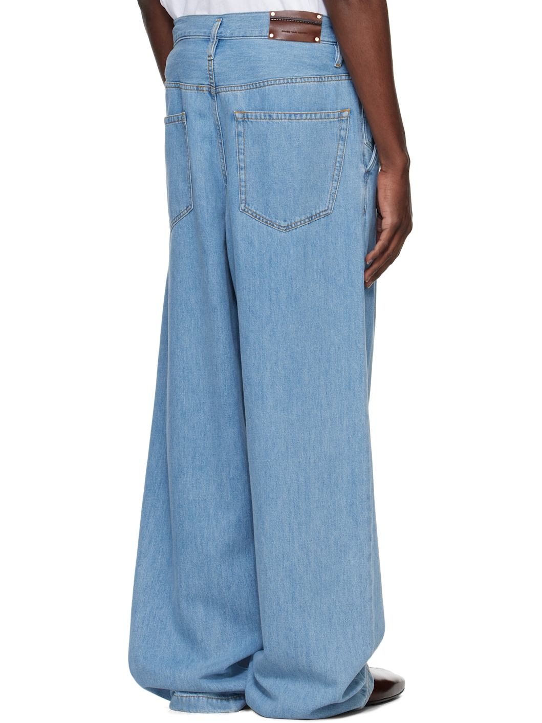 Blue Pleated Jeans - 3