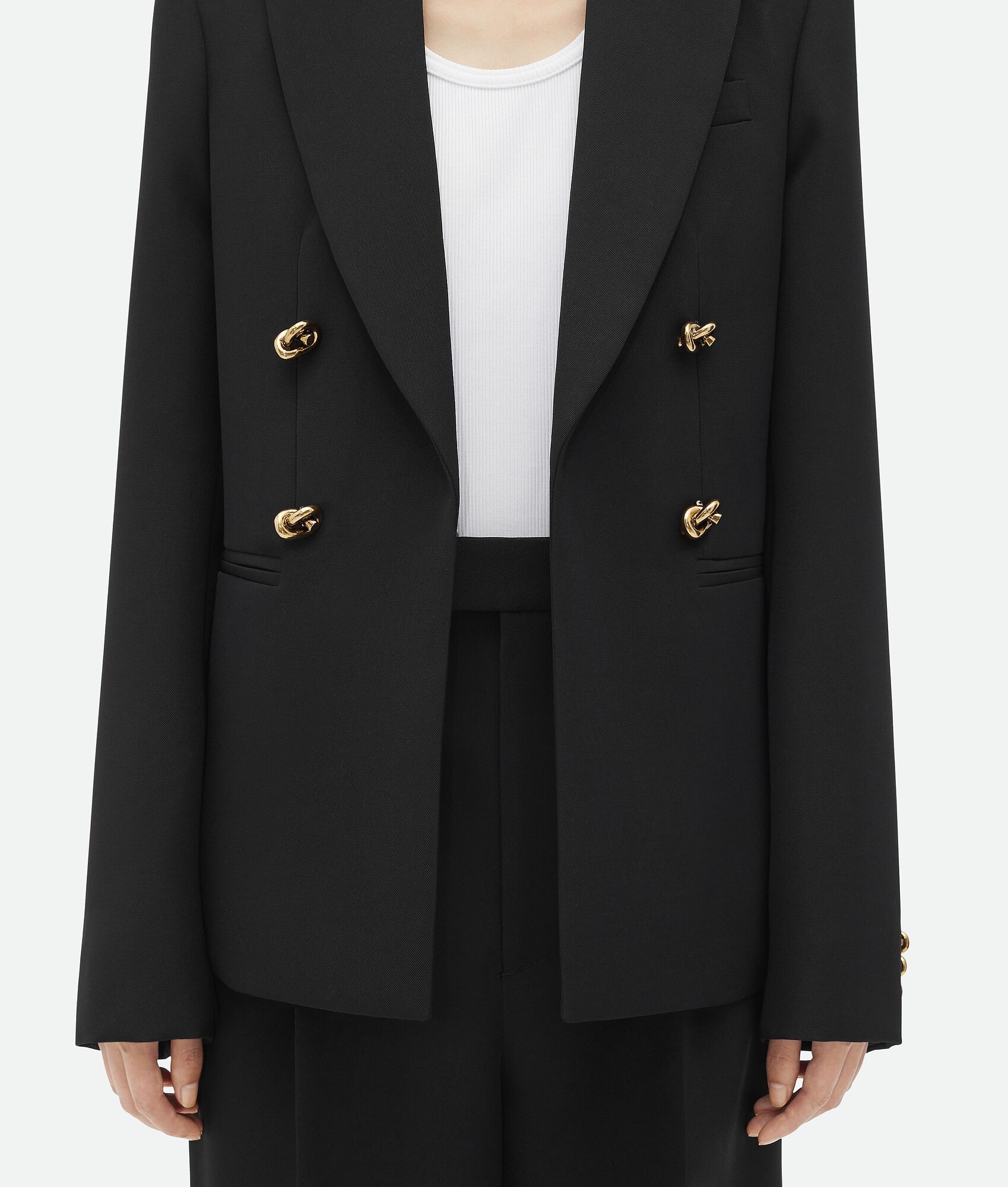 Wool Twill Jacket With Knot Buttons - 4