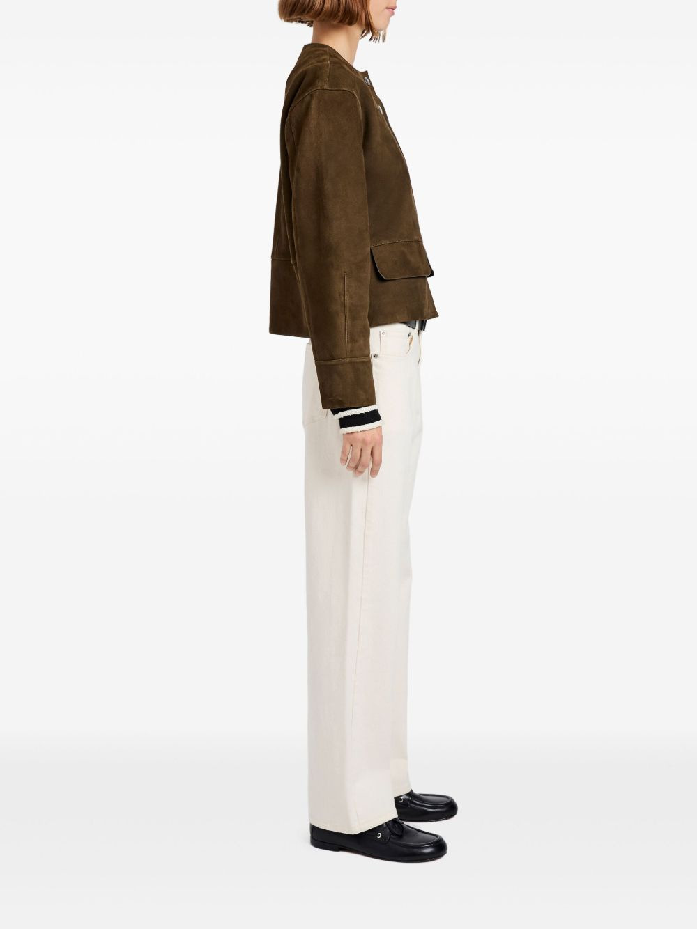 button-front suede jacket - 3