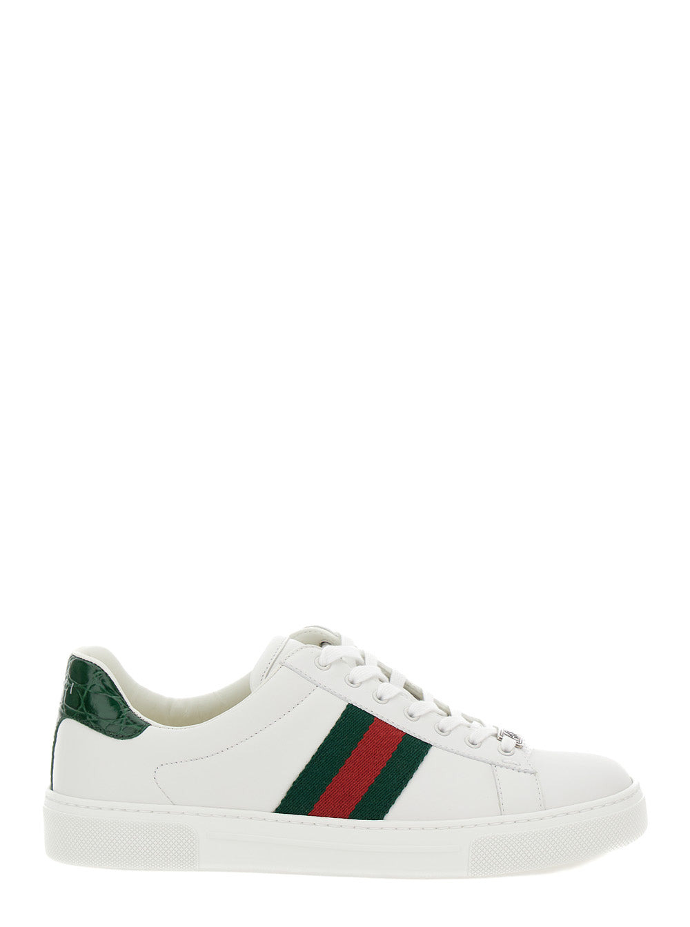 Gucci Women 'Ace' White Low Top Sneakers With Web Detail In Leather Woman - 1