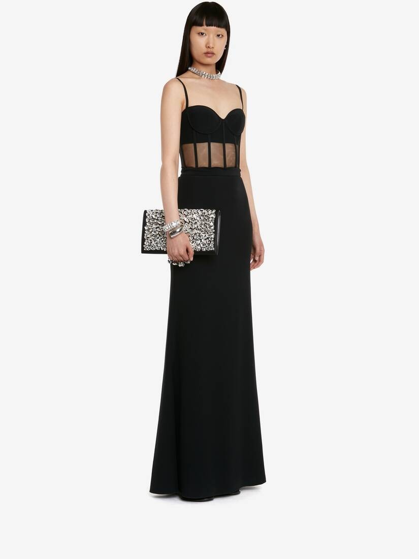Women's Jewelled Flat Pouch in Black - 5