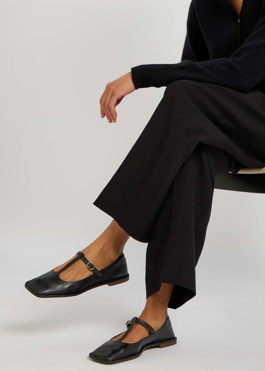 The Row Leather Mary Jane Flats - 5