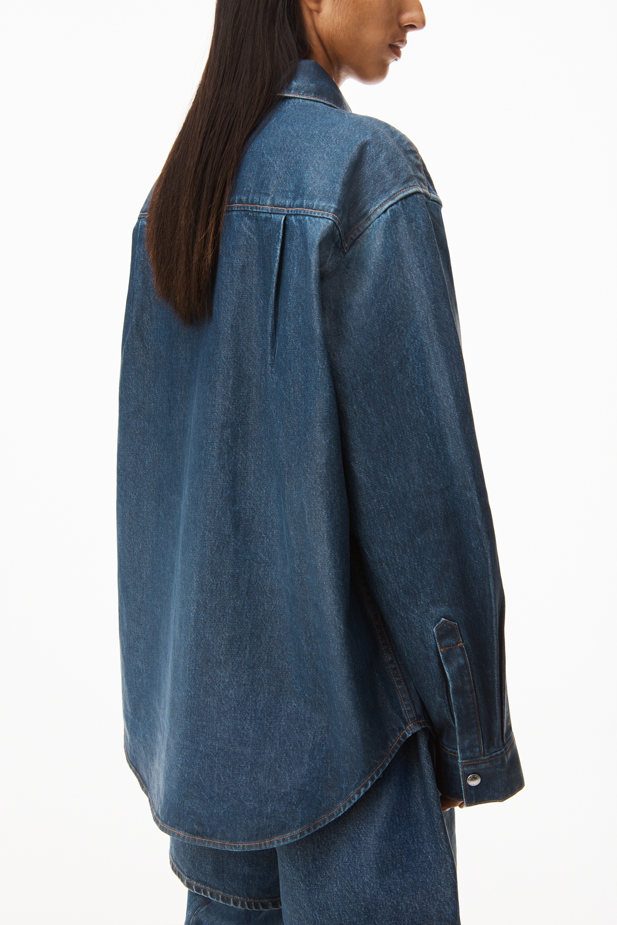 OVERSIZED SHIRT IN COATED DENIM - 5