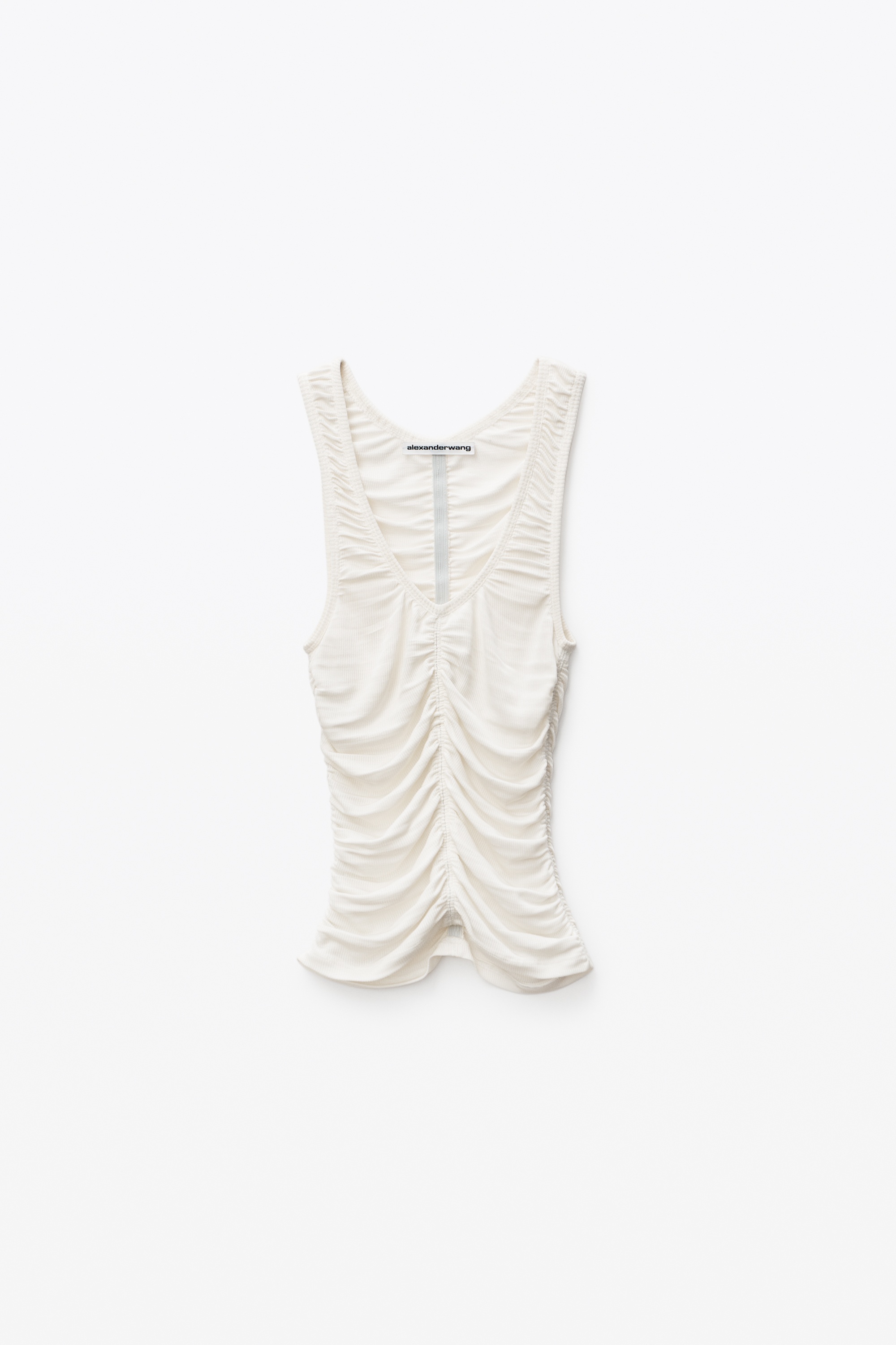 RUCHED TANK TOP IN SHEER RIBBED VISCOSE - 1