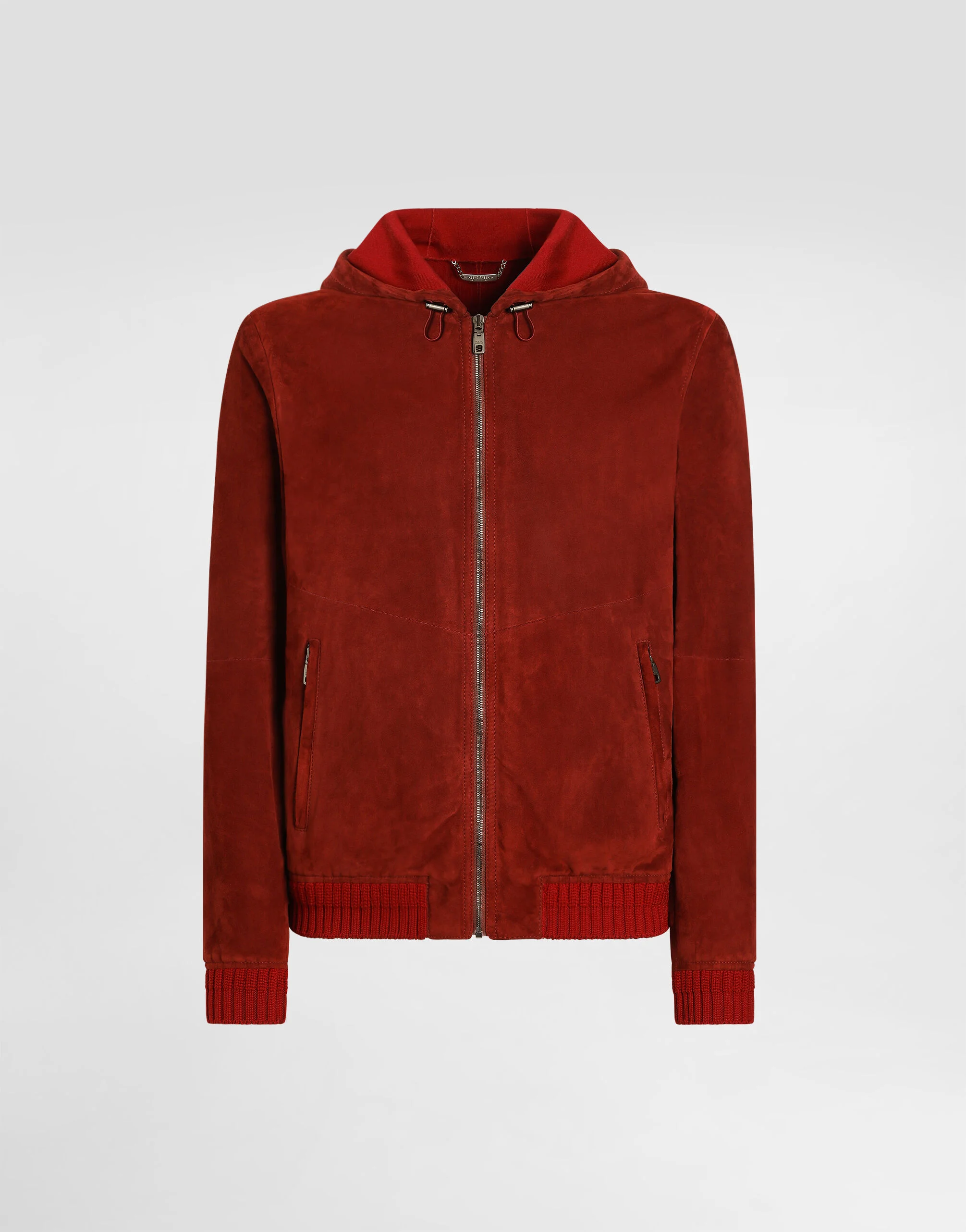 Suede hooded jacket with knit details - 1