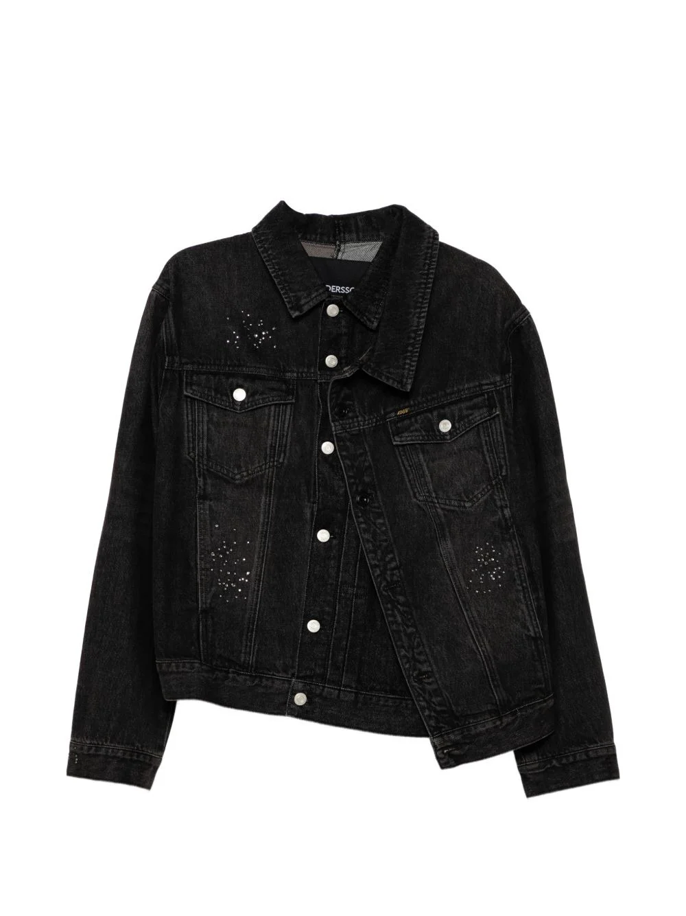 stud-embellished asymmetric denim jacket - 1