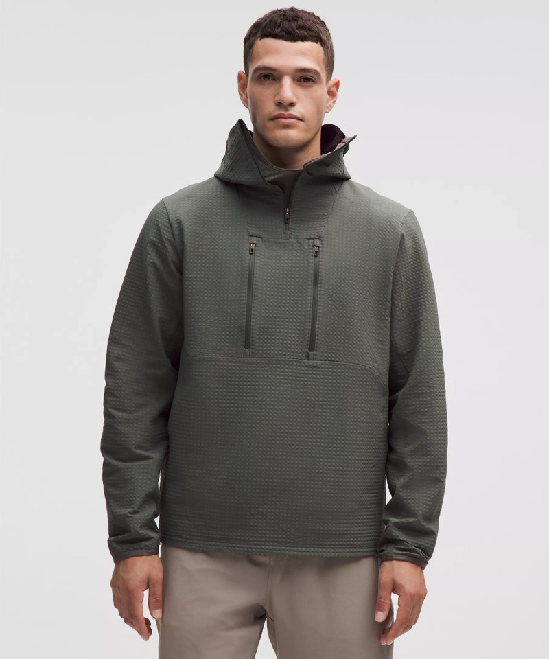 Grid Fleece High-Neck Pullover Hoodie 1