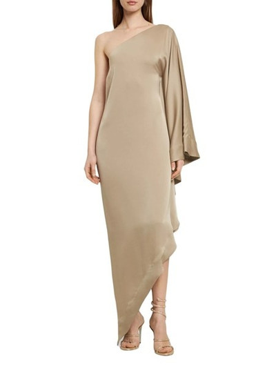 ALEXANDRE VAUTHIER Long one-shoulder dress in draped satin  Item colour: Beige Asymmetric panel construction  Compositi outlook