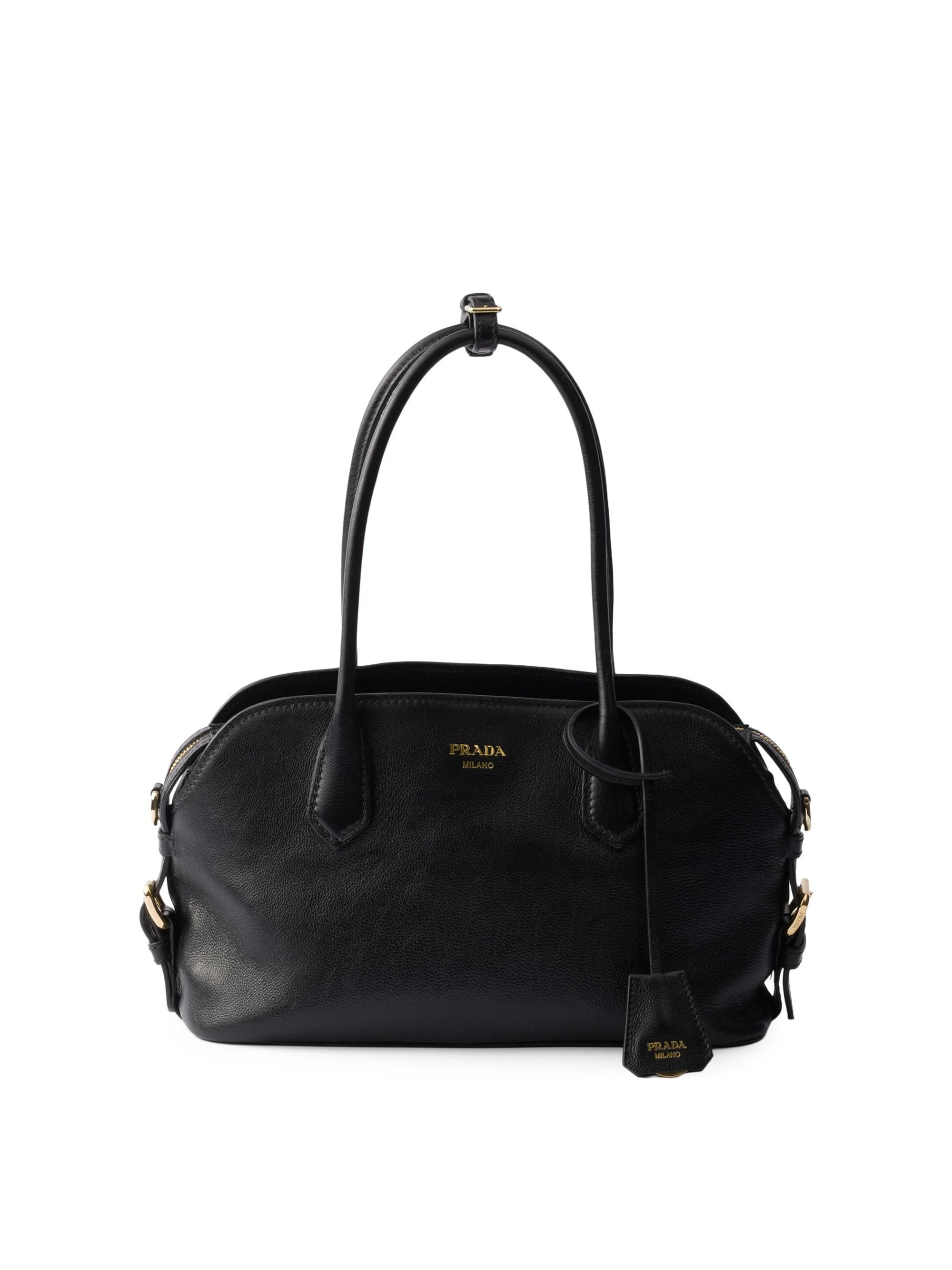 Women's Leather Top Handle Bag - Black - 1