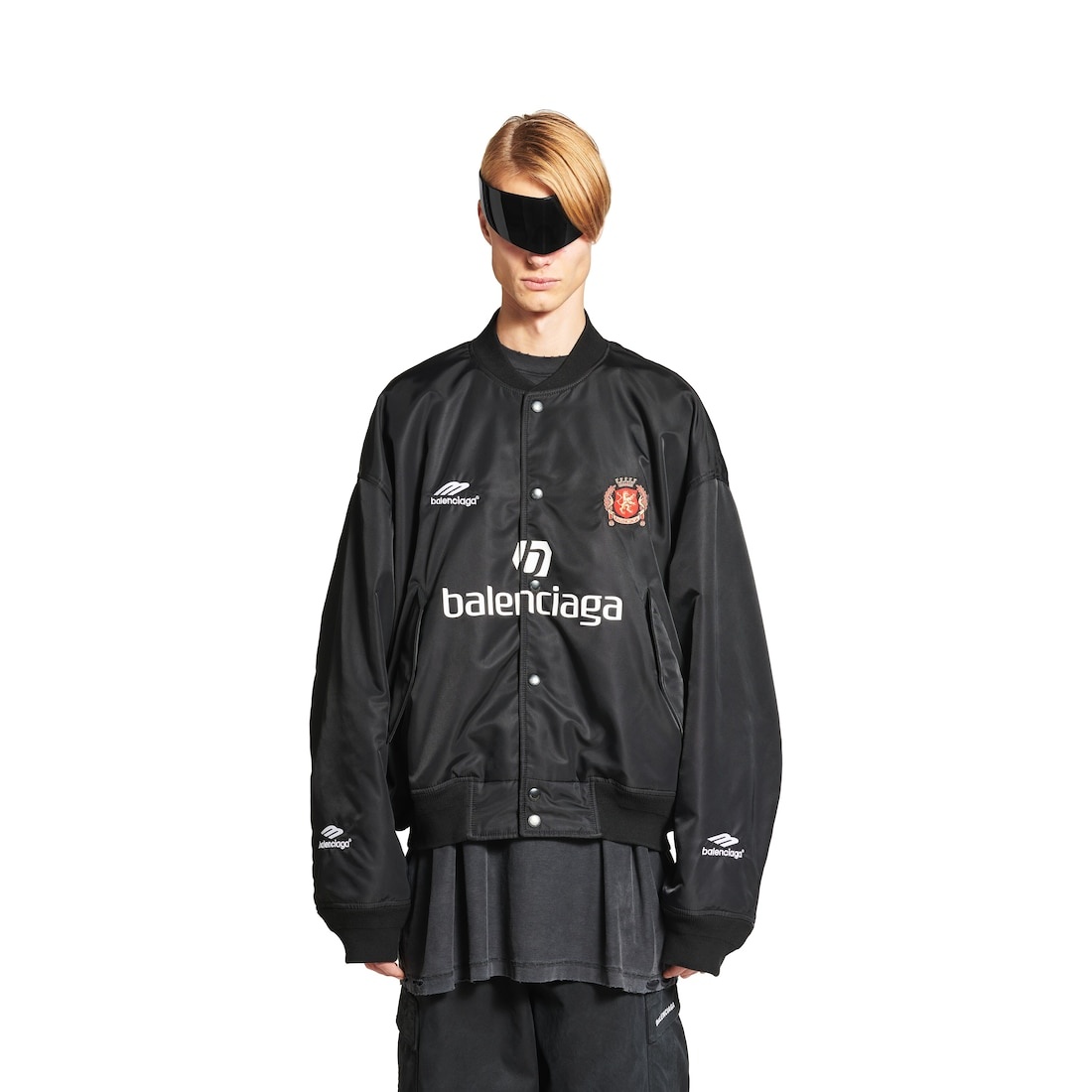 Men's Soccer Varsity Jacket in Black - 5