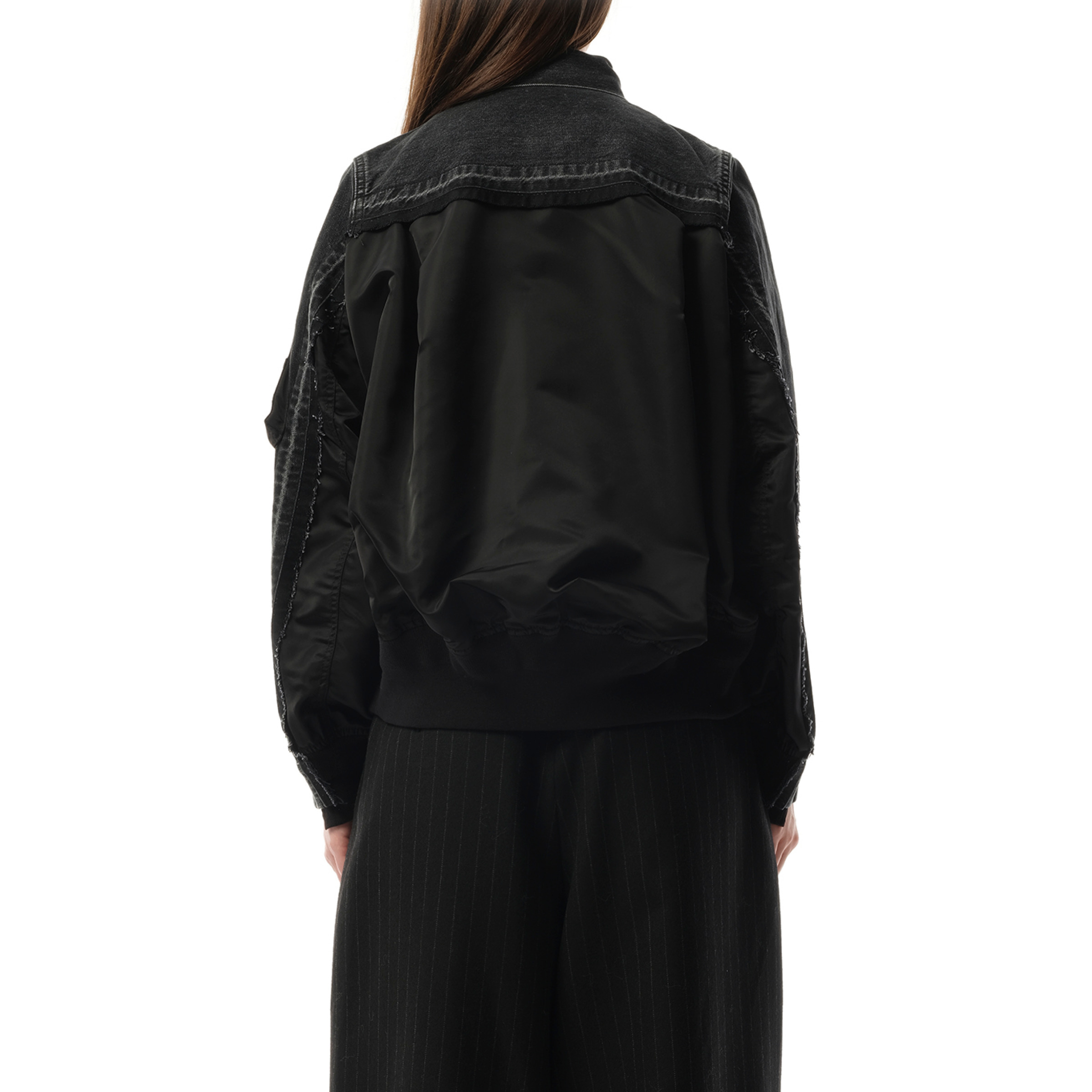 Denim x Nylon Twill Jacket in Black - 6