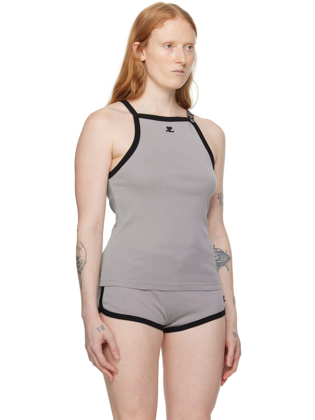Gray Buckle Contrast Tank Top - 2