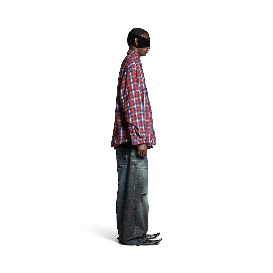 Men's Lined Shirt in Red/blue - 3