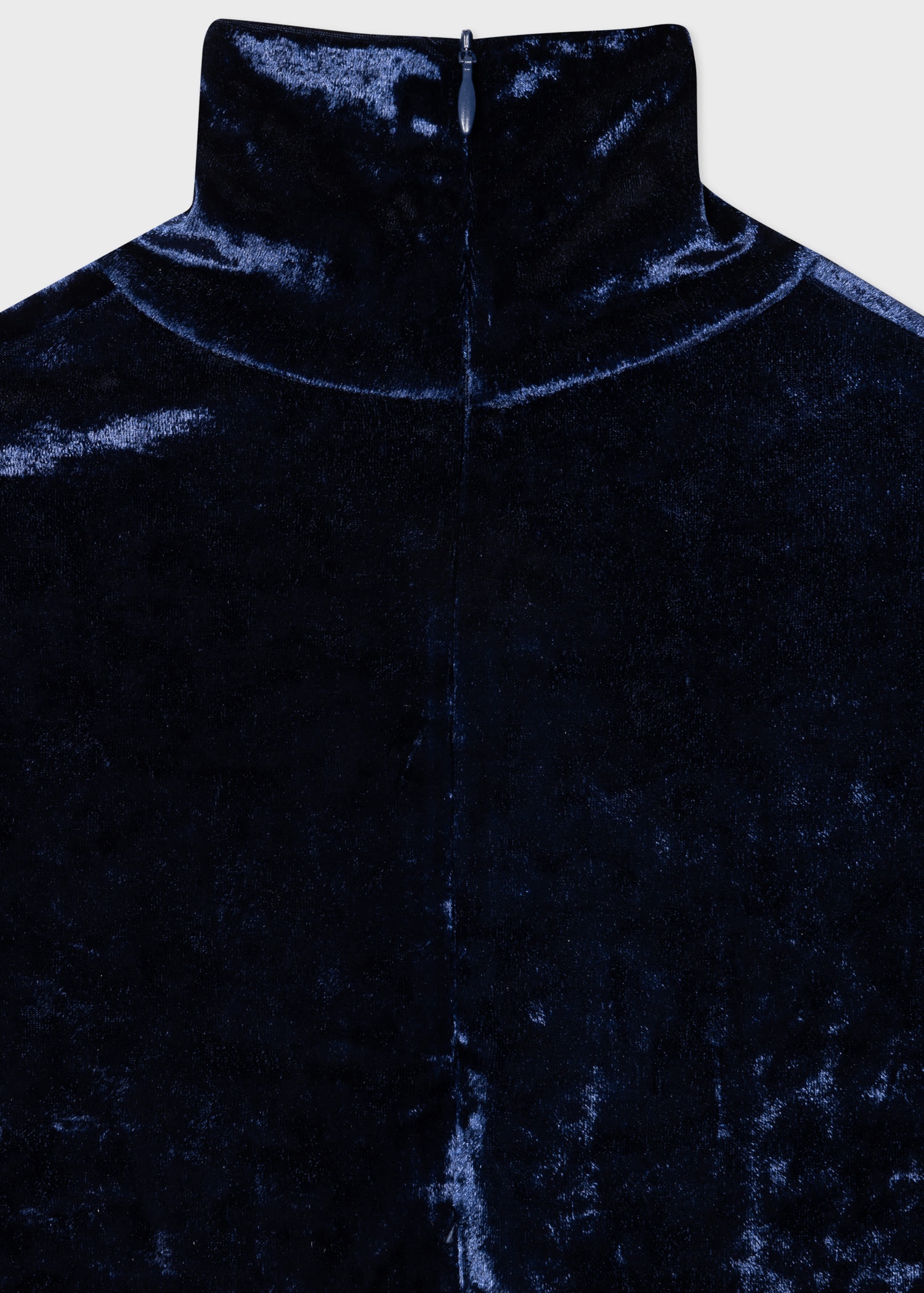Bright Blue Velvet Funnel Neck Top - 2