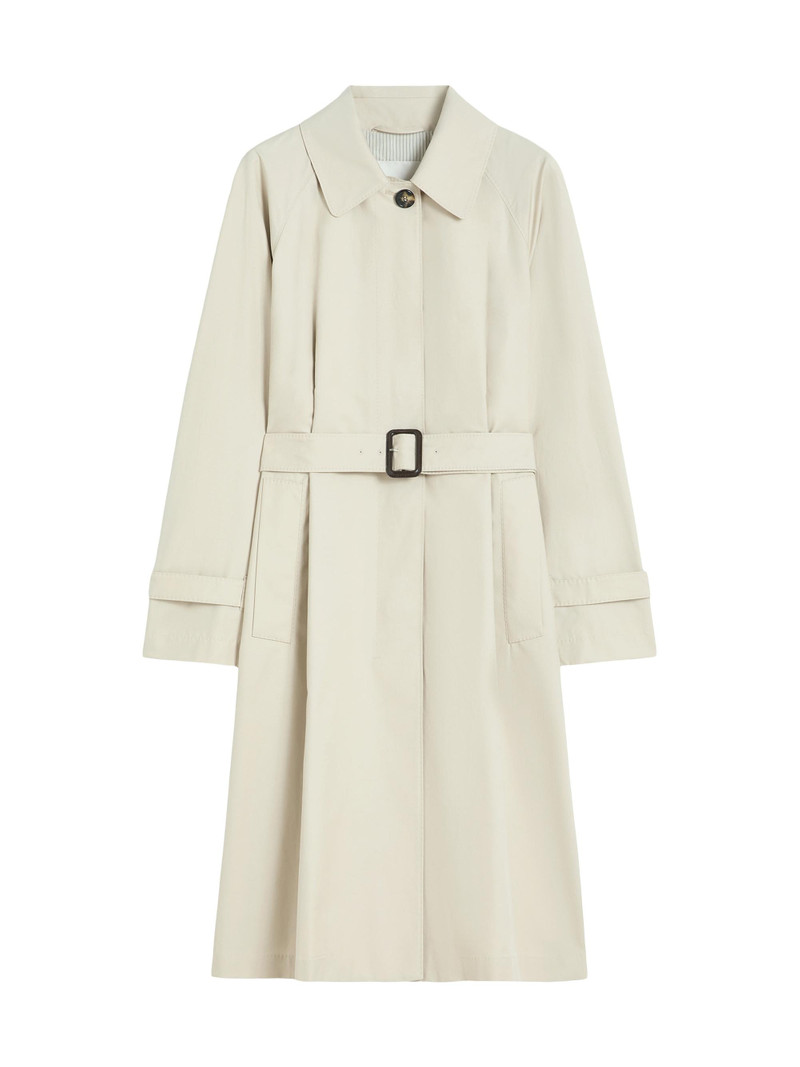Women's Water Repellent Cotton Blend Trench Coat - Natural 1
