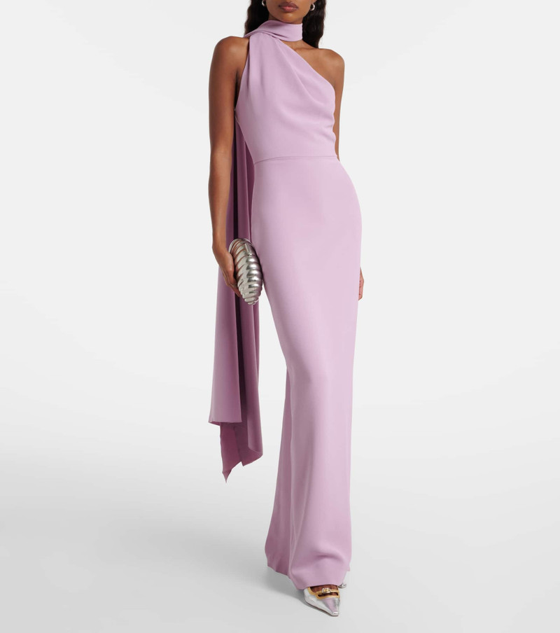 SOLACE LONDON Demi asymmetric scarf-detail gown outlook