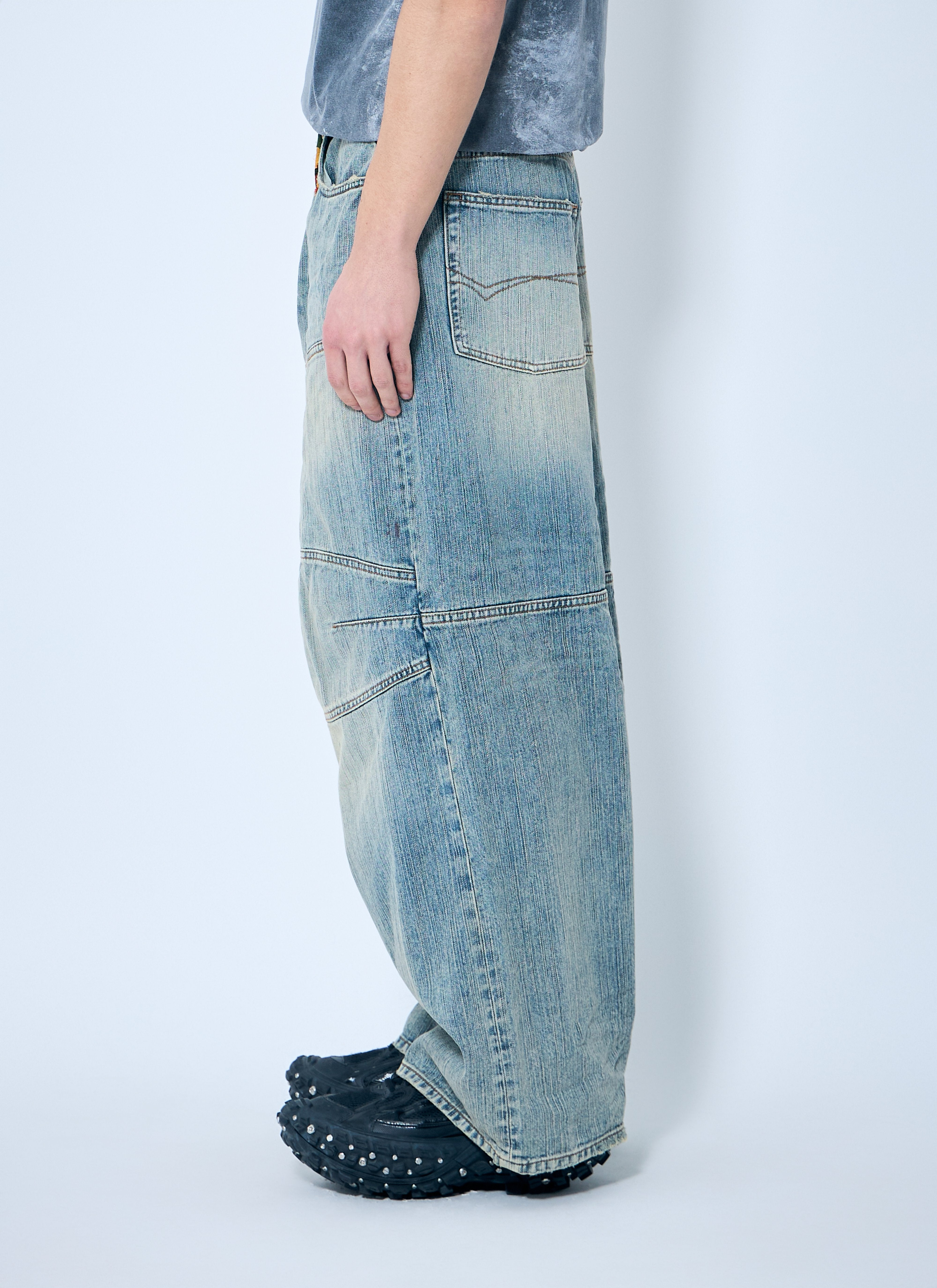 Balenciaga Men Baggy Panel Construction Jeans - 3