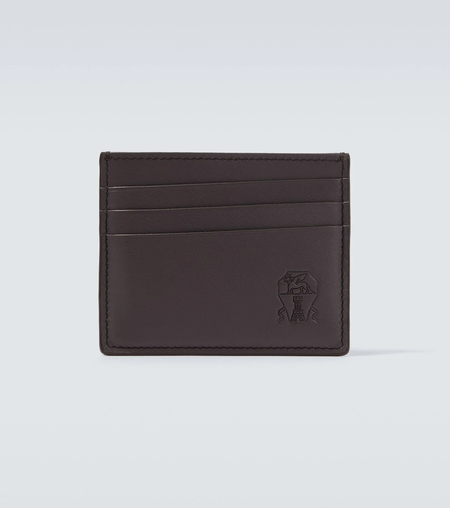 Logo debossed leather card holder - 1