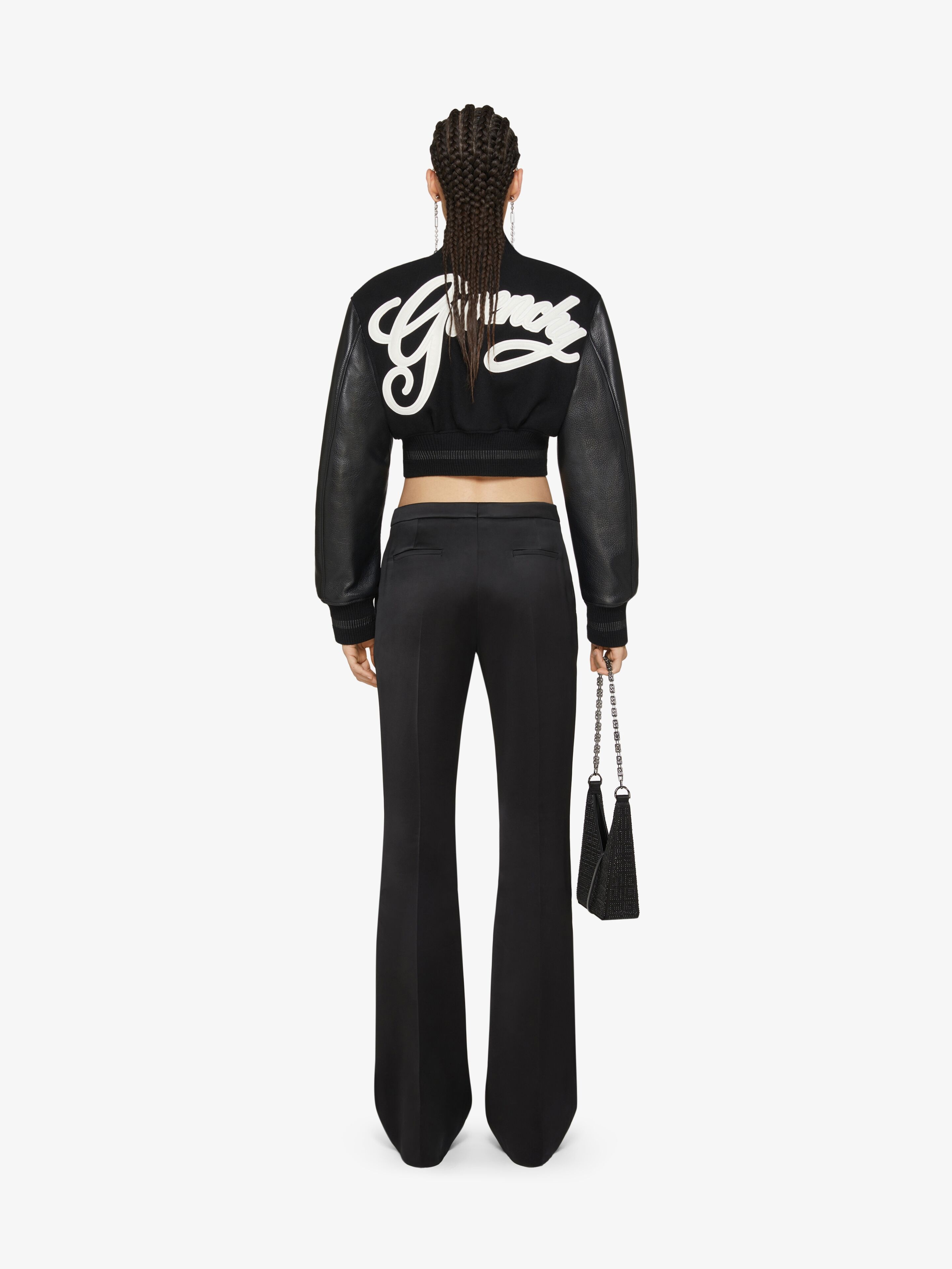 GIVENCHY COLLEGE CROPPED VARSITY JACKET IN WOOL AND LEATHER - 4