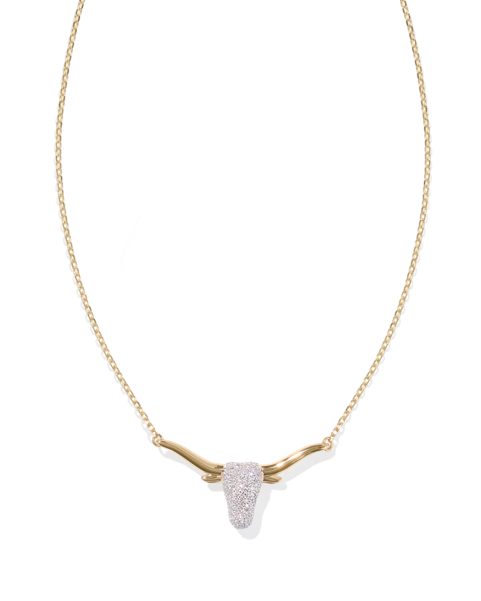 0.29 ct Longhorn Pendant Necklace in Pave Diamond and 14k Yellow Gold - 1