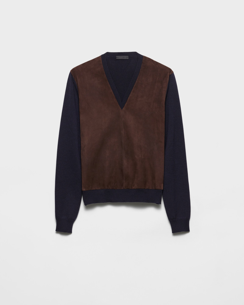 Superfine wool and suede sweater 1