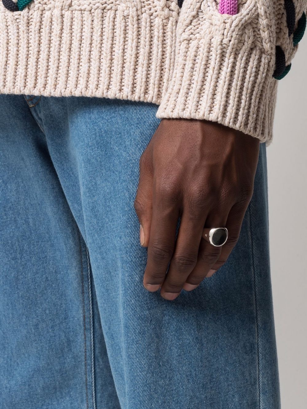 oval blue hawk eye signet ring - 2