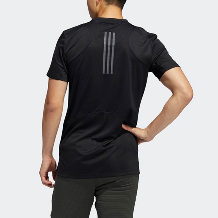 adidas Solid Color Training Sports Short Sleeve Black GL7305 - 4