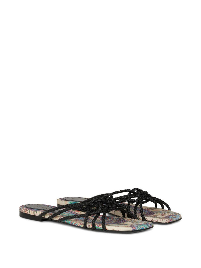 Etro woven leather paisley flat sandals outlook
