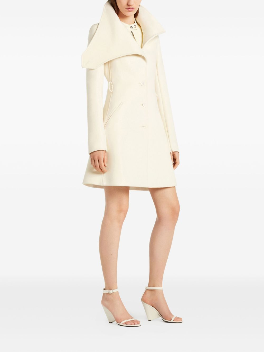 asymmetrical-collar coat - 3