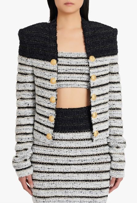 Black and white tweed spencer jacket - 5