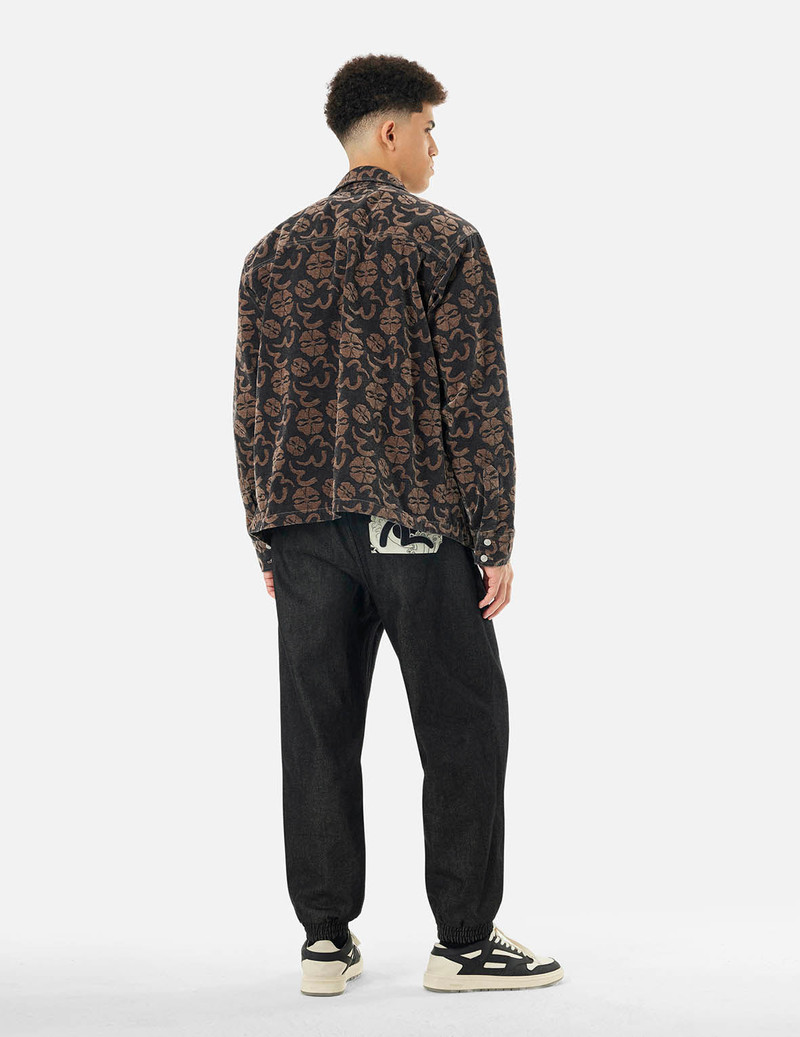 Allover Seagull and Kamon Jacquard Loose Fit Shirt Jacket 6