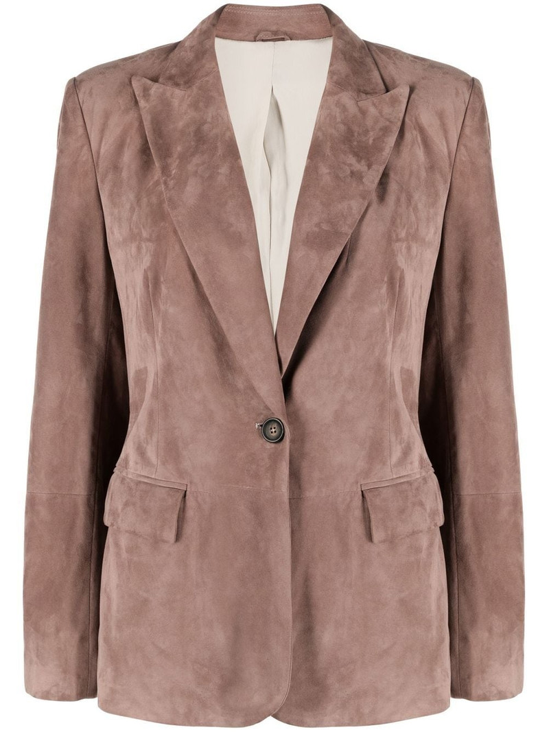 single-breasted leather blazer 1