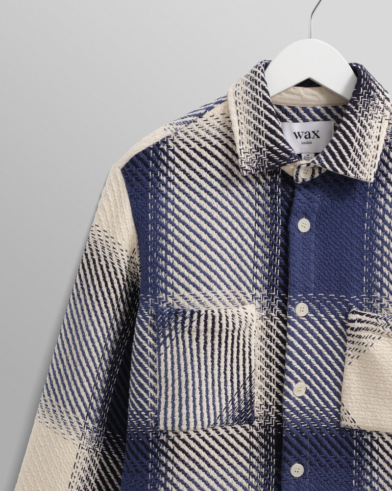 Whiting - Blue And Ecru Shadow Check Overshirt 7