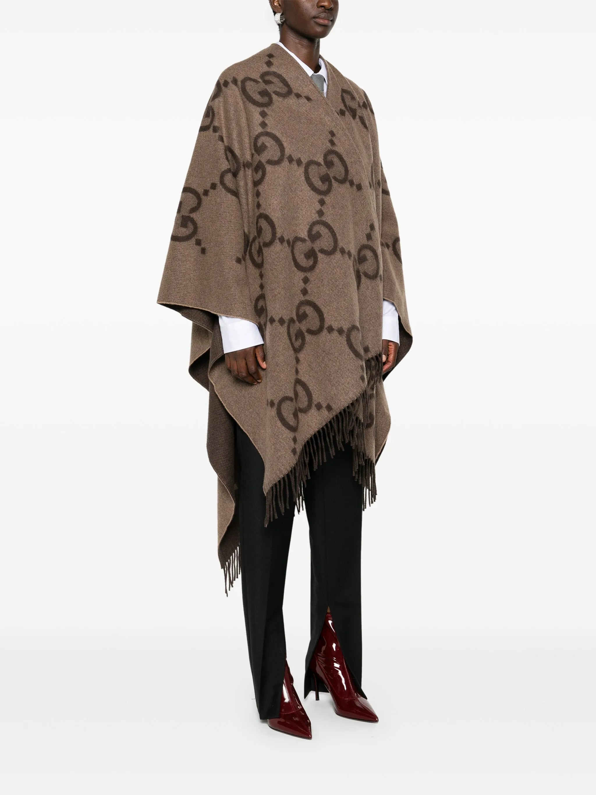 Gucci Jumbo GG-jacquard Cashmere Cape - 5