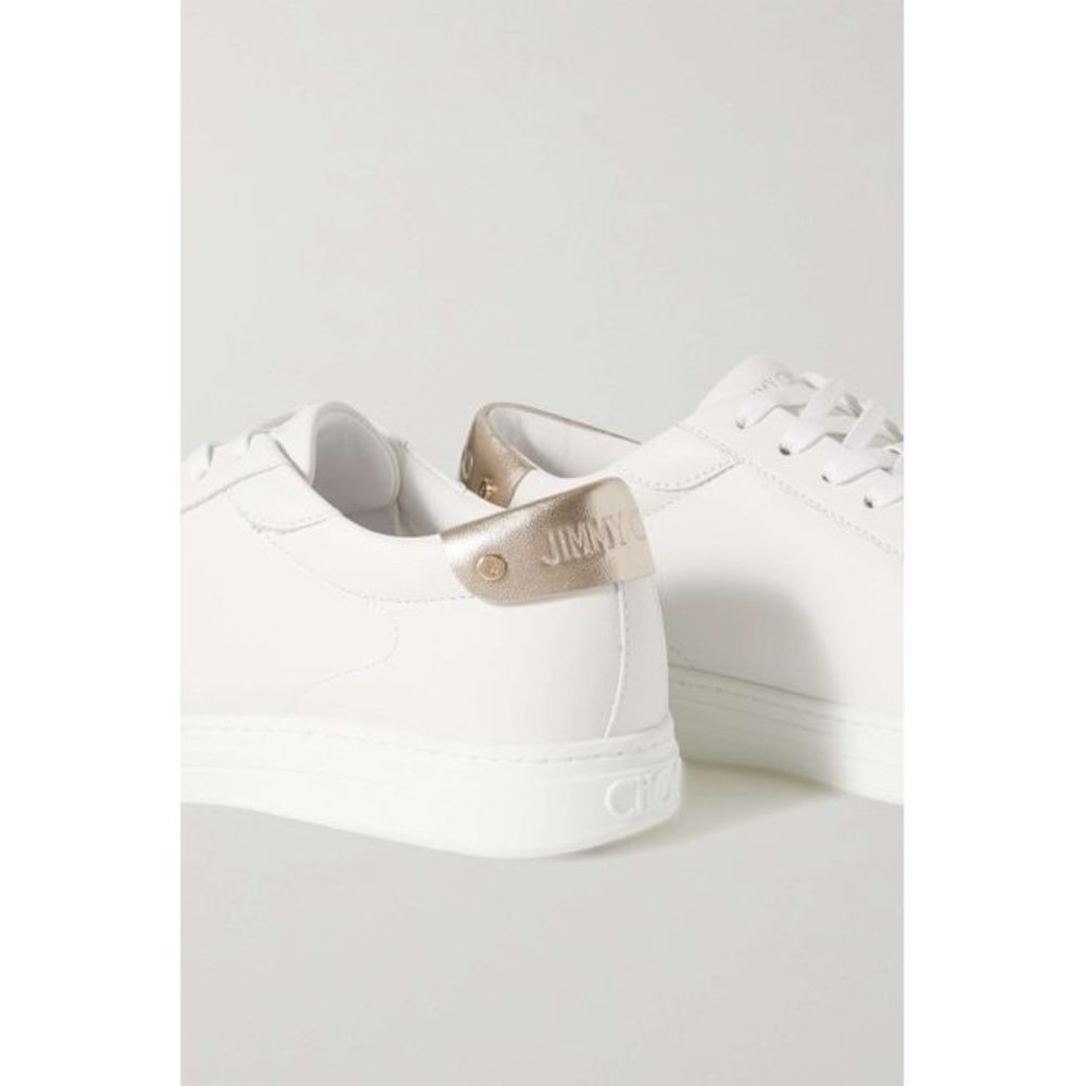 Jimmy Choo Women White Rome Metallic-Trimmed Leather Sneakers - 2