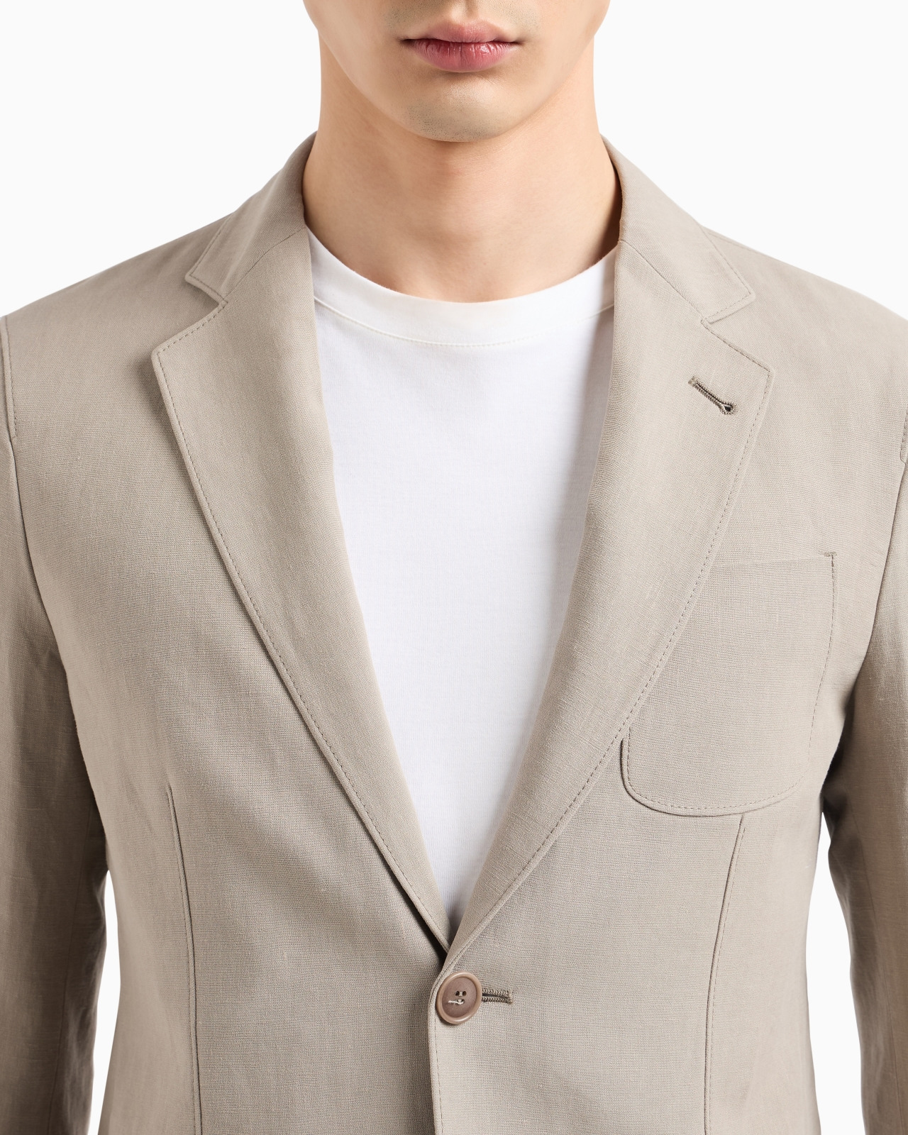 UPTON LINE SINGLE-BREASTED JACKET IN LINEN CANVAS - 5