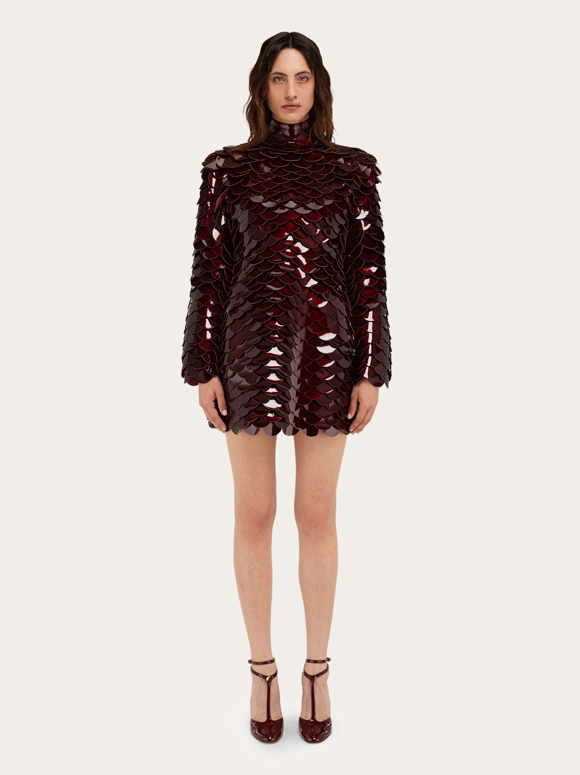 Mini dress with patent leather scales - 8