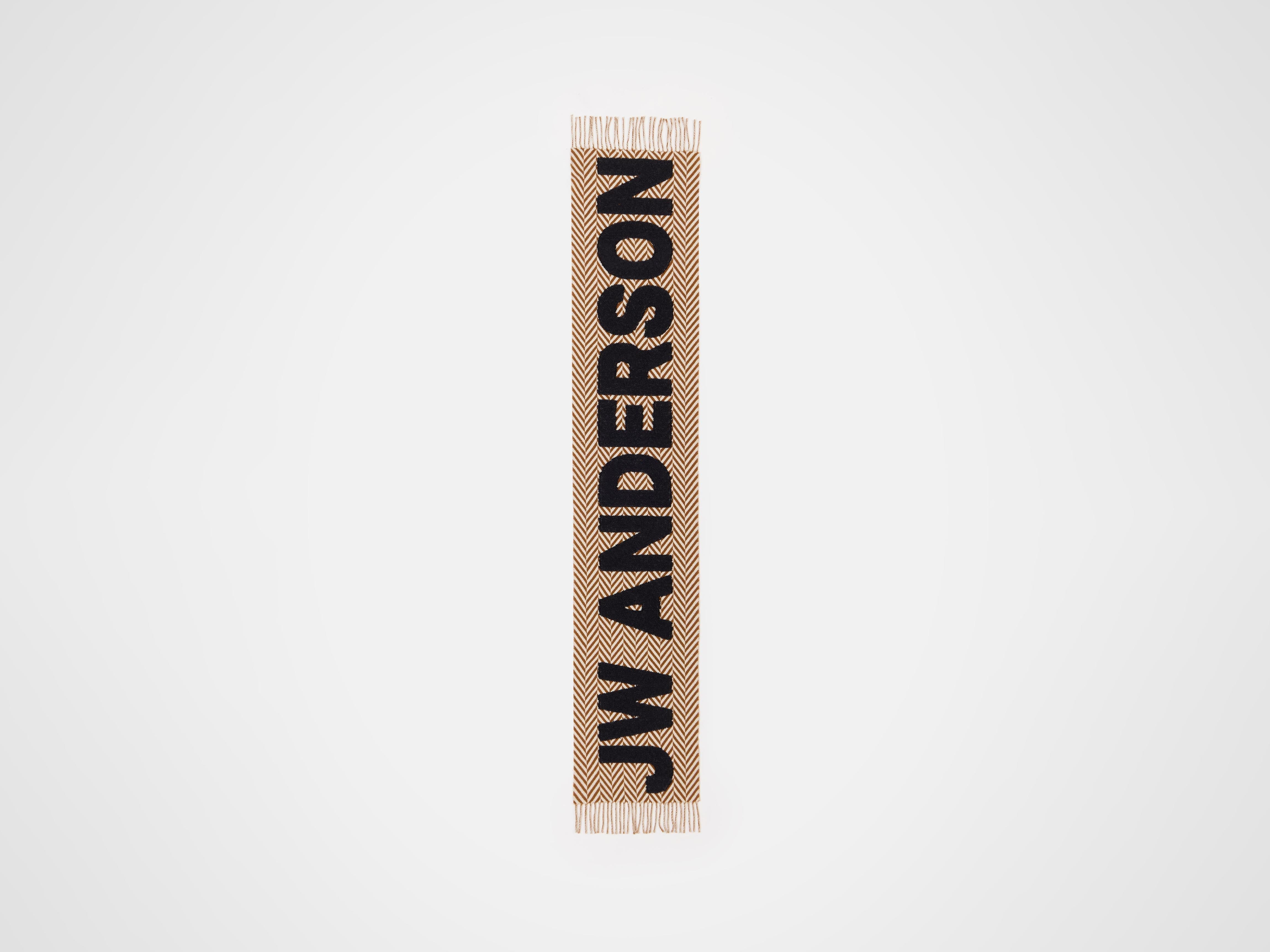 CHECKERED LOGO SCARF IN BROWN & WHITE - 2