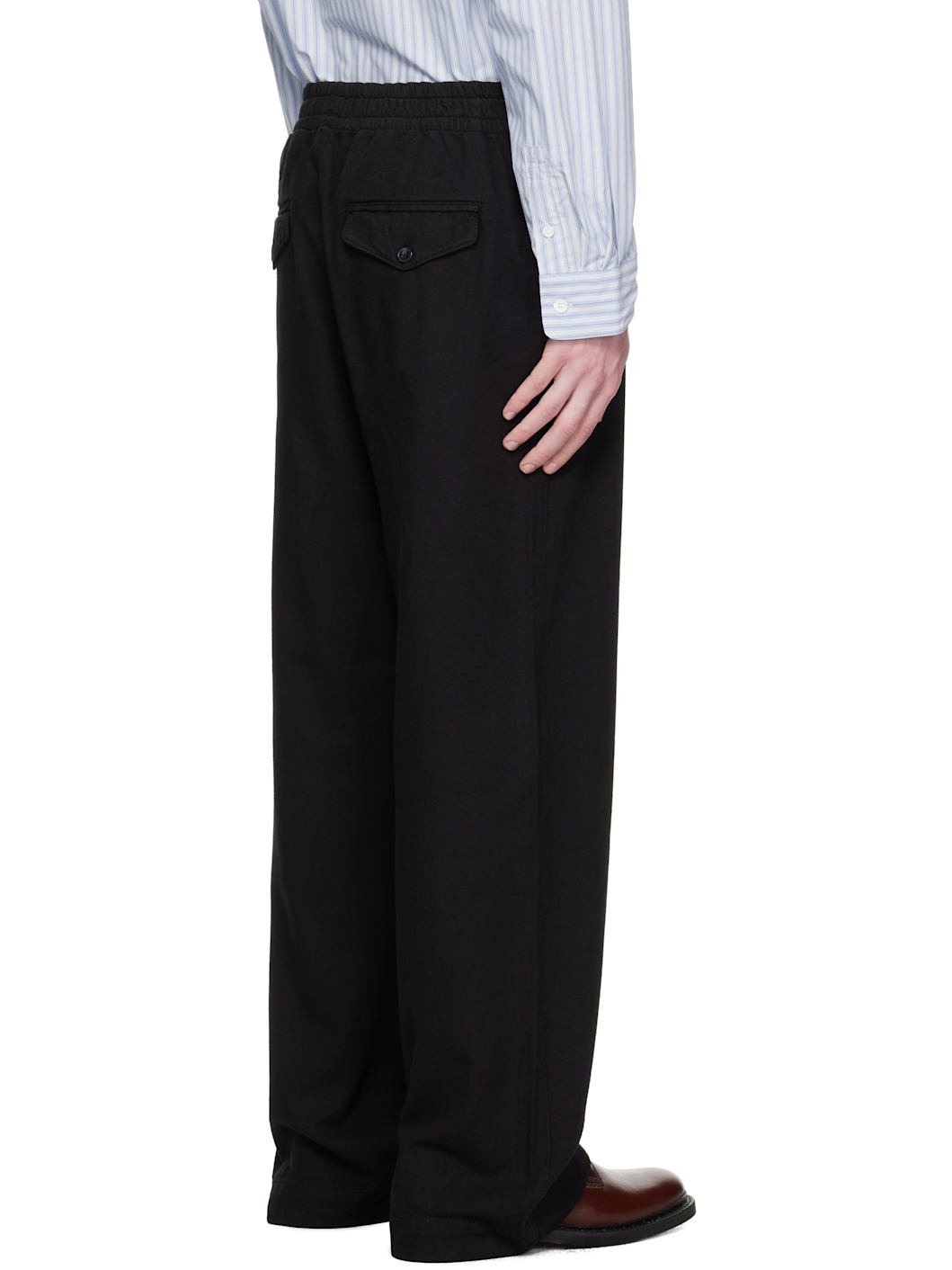 Black Elasticated Wide Leg Trousers - 3