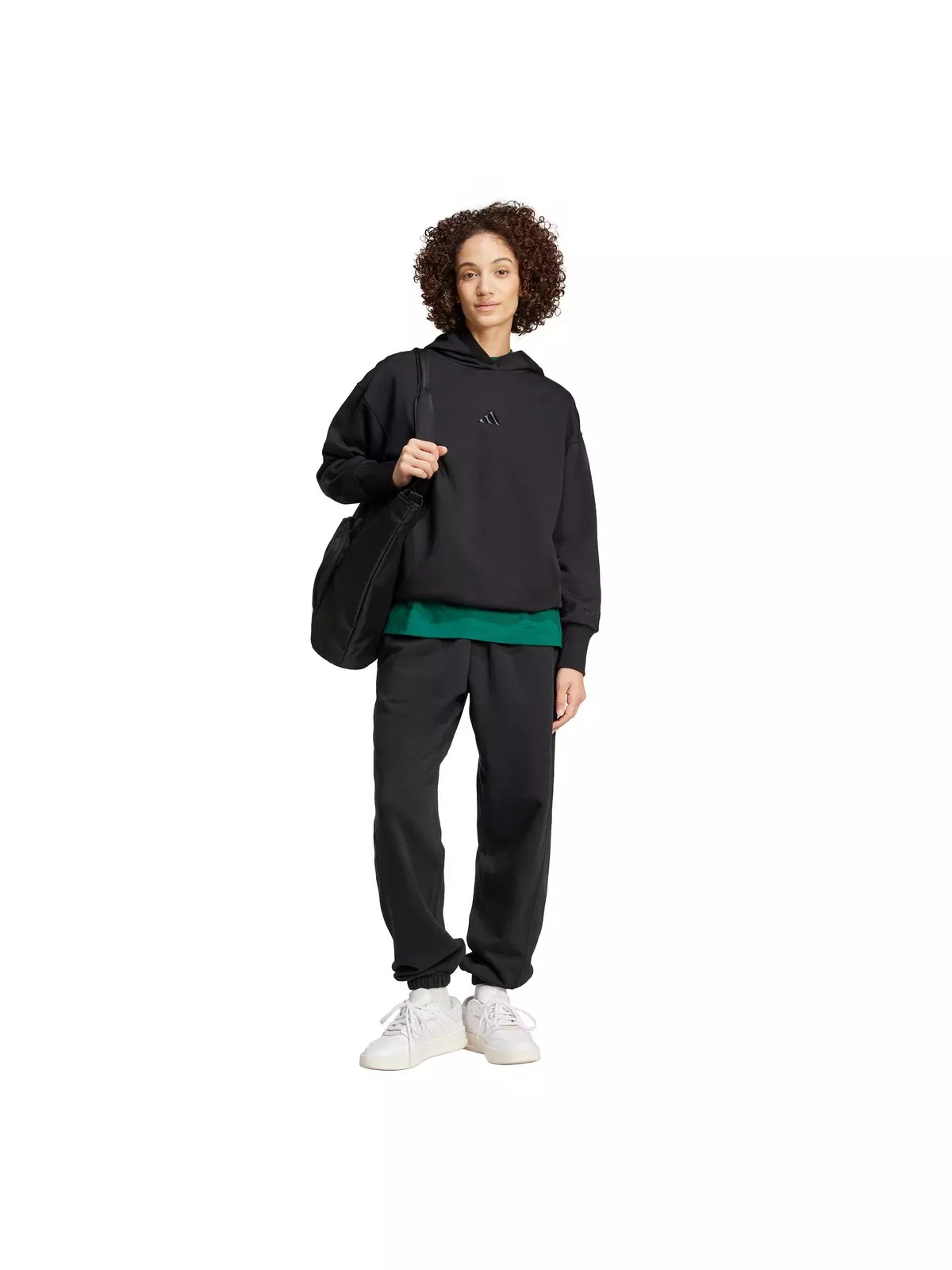 Women's All SZN Fleece Loose Hoodie -Black - 5