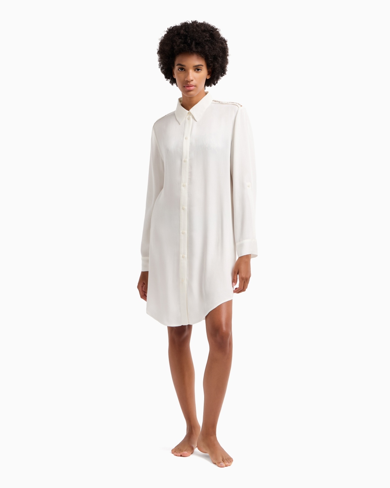 BEACHWEAR SHIRT DRESS WITH LOGO-LACE DETAILS - 2