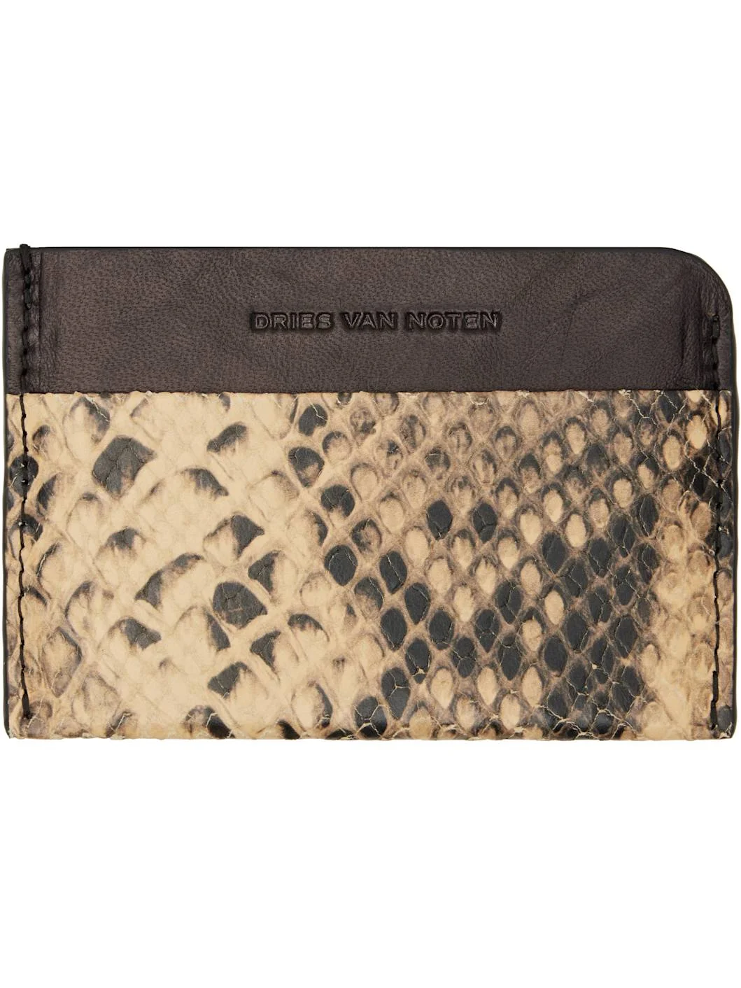 Brown & Beige Calfskin Card Holder - 1