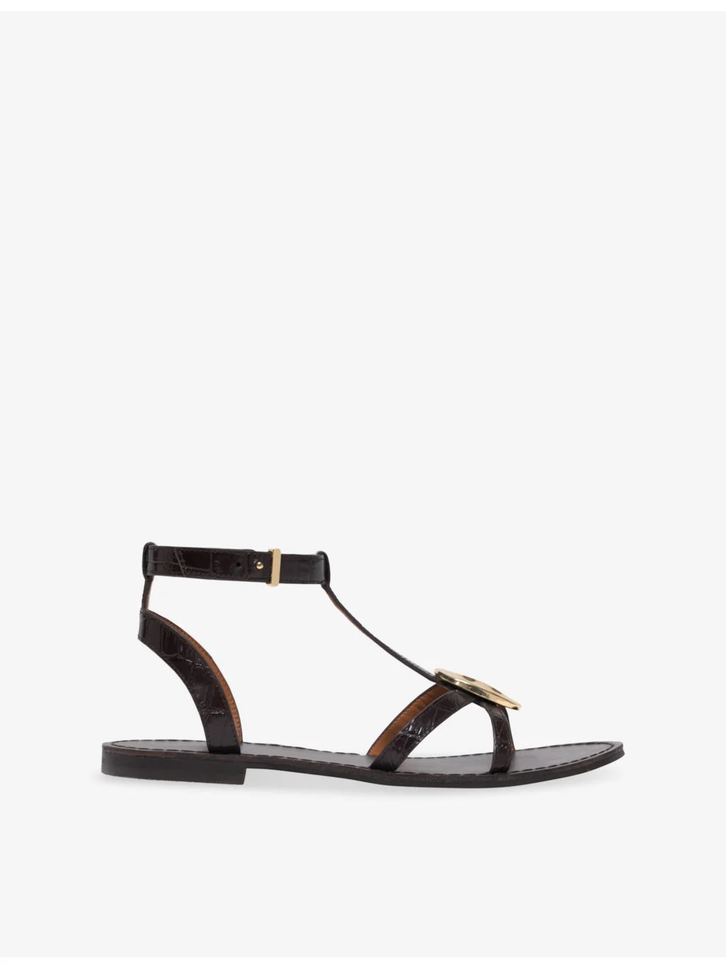 Hardware Flat Leather Sandals - 1
