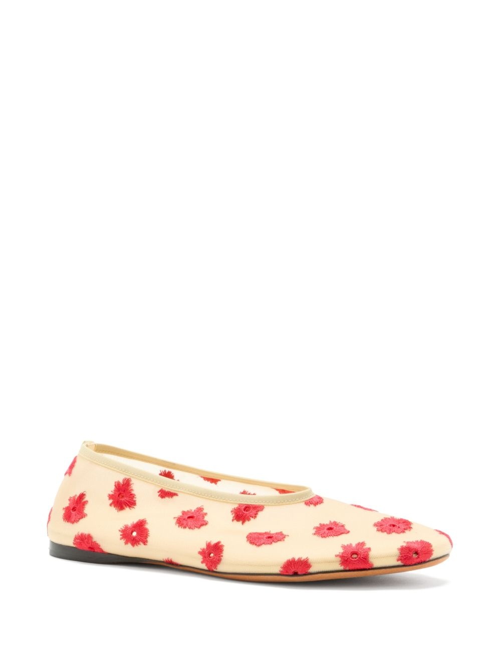 Tee floral-embroidered ballet flats - 2